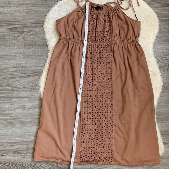 J. Crew Tan Summer Spaghetti Strap Eyelet Dress Size Medium - Picture 16 of 17